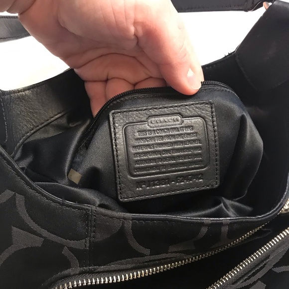 Coach ⚜️ Leather Trim Monogrammed Handbag - Picture 4 of 8